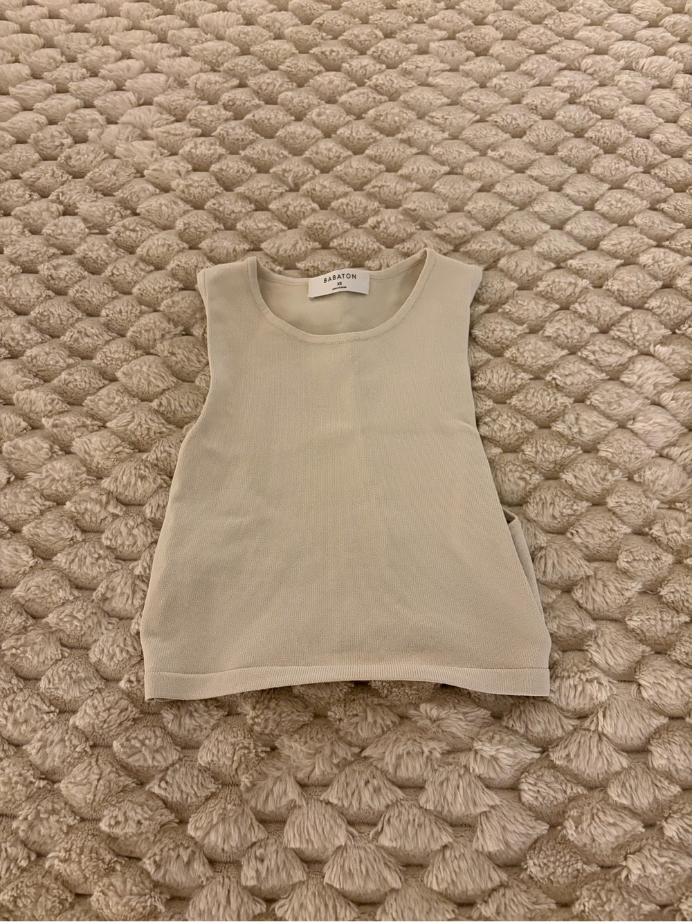 Aritzia Babaton Neutral Cropped Crewneck Knit Tank - Beige - Picture 1 of 2